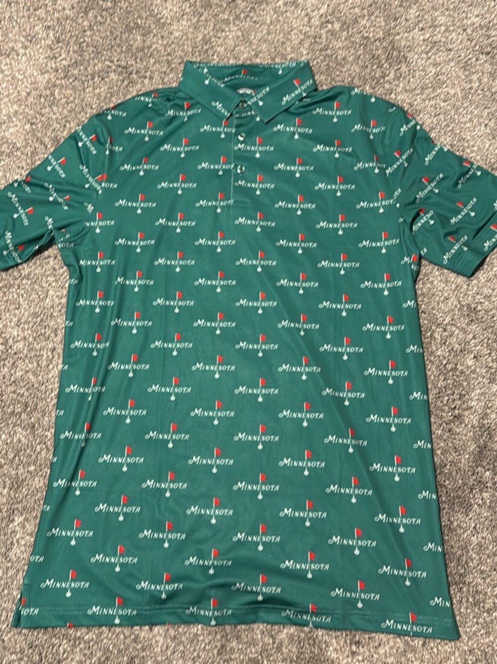 Sotastick Minnesota Green Printed Golf Polo Shirt Men’s Large
